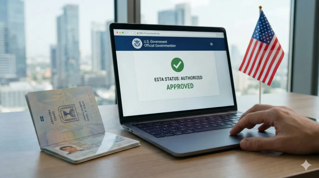 בדיקת זכאות ESTA לבעלי דרכון ישראלי ביומטרי - מסך אישור מאושר