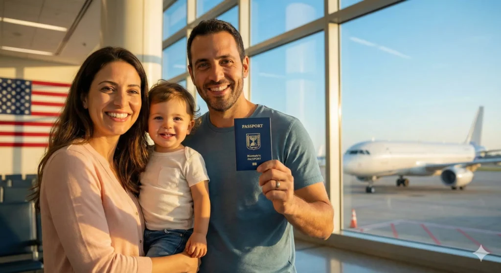 אישור ESTA לילדים ותינוקות - דרכון ביומטרי לילד וצעצוע מטוס