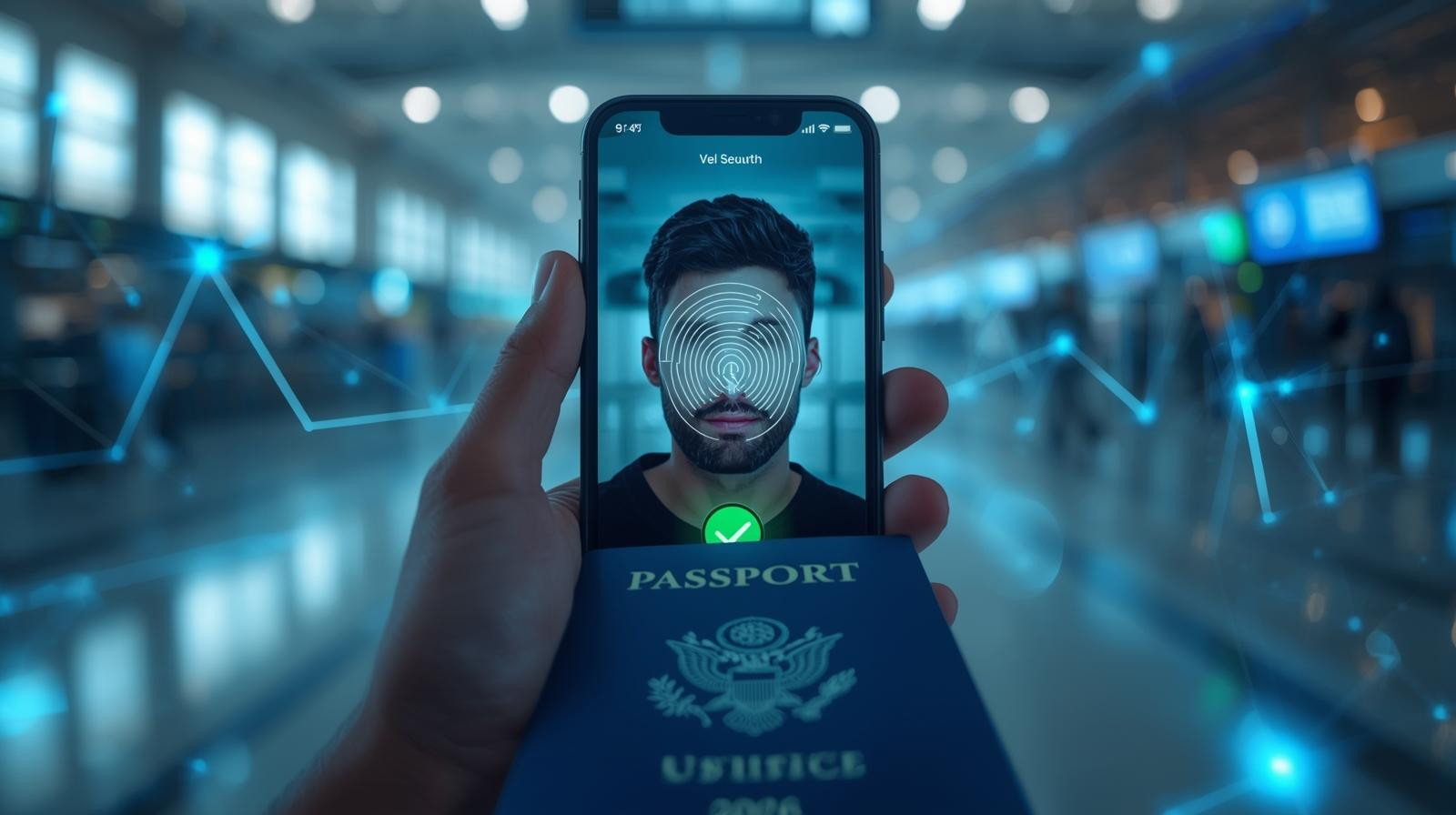 סריקת פנים ביומטרית בסמארטפון לאפליקציית ESTA החדשה במסגרת שינויים ב-ESTA 2026