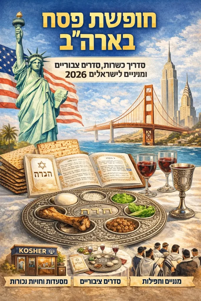 Passover in the USA guide for Israeli travelers including kosher food, public seders and minyanim 2026